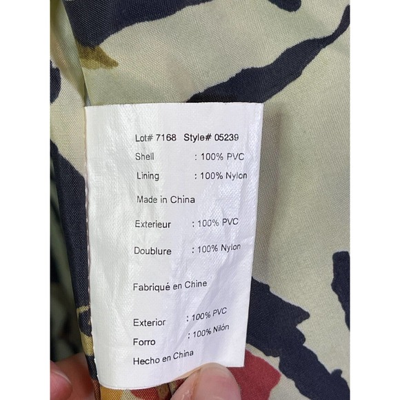 Totes Size L Black Floral Zebra Rain Coat Jacket Pockets - Picture 8 of 11